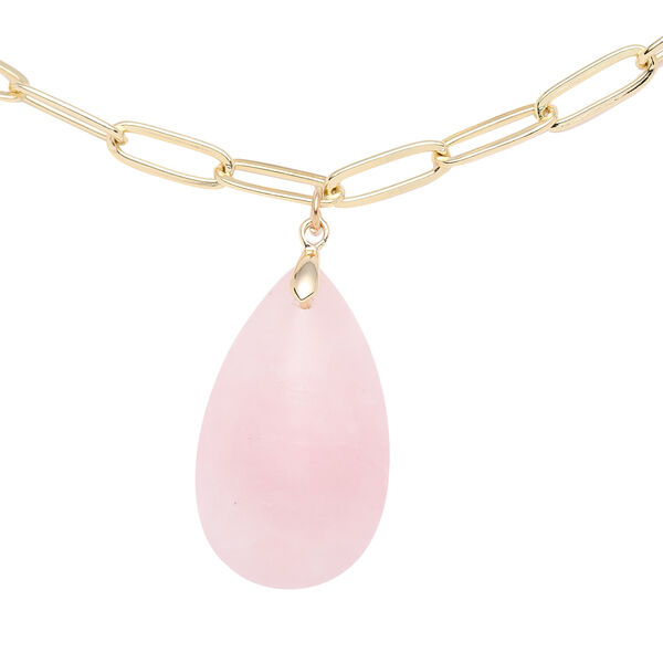 Rosenquarz Halskette 50 cm Messing ca. 42.00 ct image number 3