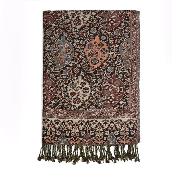 Jamawar-Schal, 3-Schiffchen-Webung, 70x200 cm, Blumen image number 5