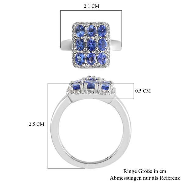 AAA Tansanit und Zirkon Cluster Ring - 2,33 ct. image number 7