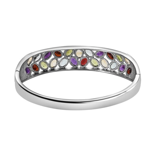 Mosambik Granat, Himmelblauer Topas Armreif ca. 19 cm Edelstahl ca. 11.15 ct image number 4