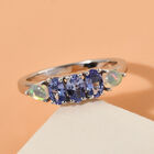 Tansanit und natürlicher, äthiopischer Opal-Ring, 925 Silber platiniert  ca. 0,86 ct image number 1