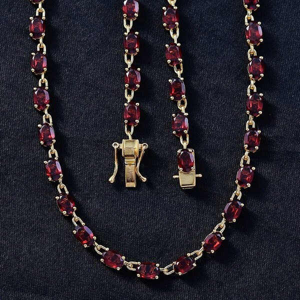 EVER TRUE Roter Granat Halskette ca. 45 cm Nickelfreies Messing ca. 28.37 ct image number 1