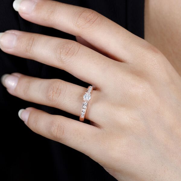 Moissanit Ring, 925 Silber mit Ros&eacute;gold Vermeil - 0,52 ct. image number 3