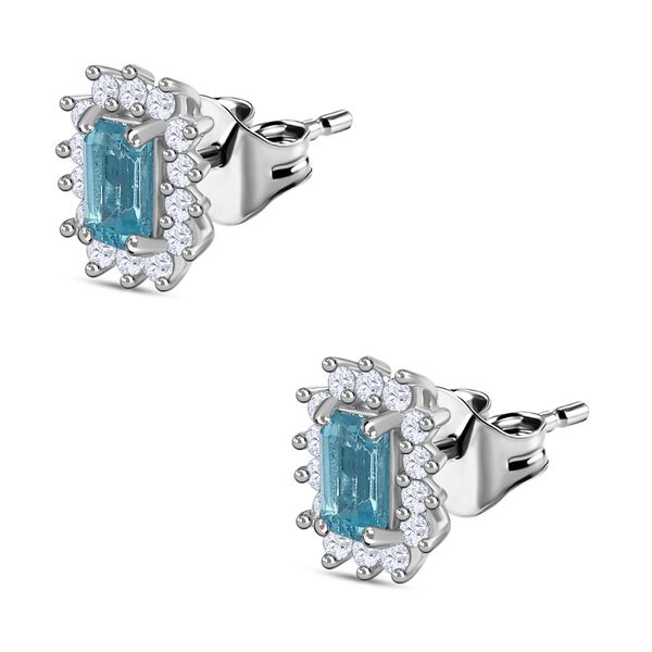 Paraiba-Apatit, Moissanit Ohrringe 925 Silber platiniert ca. 1.00 ct image number 4