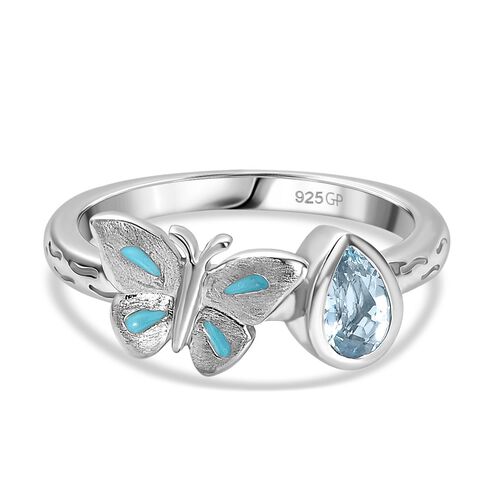 Himmelblauer Topas, Kanchanaburi Blauer Saphir Ring 925 Silber rhodiniert (Größe 17.00) ca. 0,55 ct image number 0