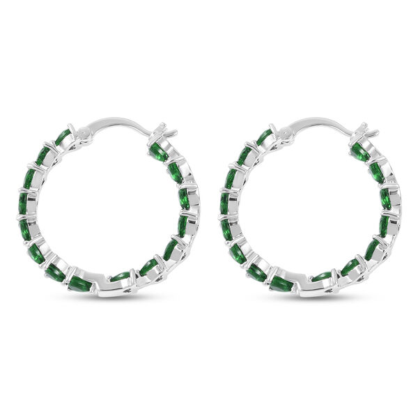 Grüne Glas-Creolen, silberfarben image number 3