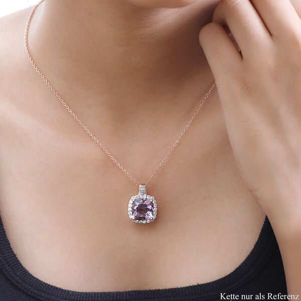 Rose De France Amethyst, wei&szlig;er Zirkon Anh&auml;nger, 925 Silber ros&eacute;vergoldet, ca. 7.96 ct image number 2