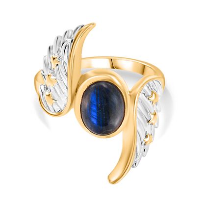 GP Celestial Dream Kollektion - AAA Labradorit, Kanchanaburi Blauer Saphir Ring 925 Silber Rhodiniert und 750 Gelbgold Vermeil (Gr&ouml;&szlig;e 19.00) ca. 2.38 ct