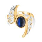 GP Celestial Dream Kollektion - AAA Labradorit, Kanchanaburi Blauer Saphir Ring 925 Silber Rhodiniert und 750 Gelbgold Vermeil (Größe 19.00) ca. 2.38 ct