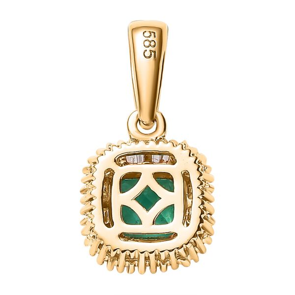 AAA Kolumbianischer Smaragd, Weißer Diamant Anhänger, 585 Gold ca. 0.78 ct image number 5