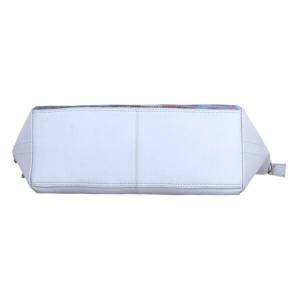 SUKRITI - 100% Leder Schultertasche mit passendem Seiden-Schal, Himmelblau image number 7