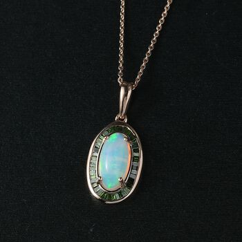 D'Joy AA &auml;thiopisches Welo Opal und gr&uuml;nes Diamant Schmuckset