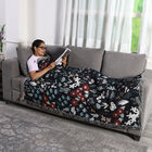 Handgewebte Jacquard-Decke mit Fransen, 100% Baumwolle, Blumenwiese, Schwarz/mehrfarbig image number 1