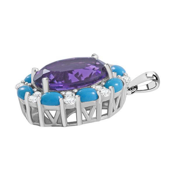 AA Lusaka Amethyst, Sleeping Beauty Türkis und Zirkon Anhänger - 8,07 ct. image number 2