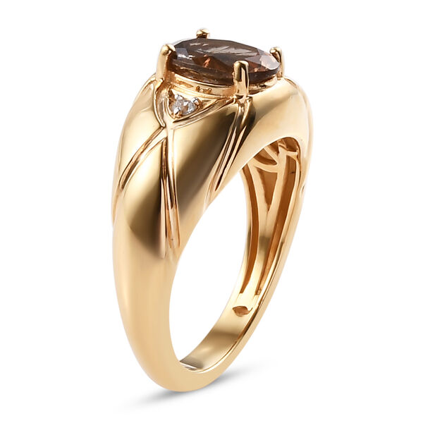 Nat&uuml;rlicher Jenipapo Andalusit und Zirkon Ring 925 Silber vergoldet  ca. 1,39 ct image number 5