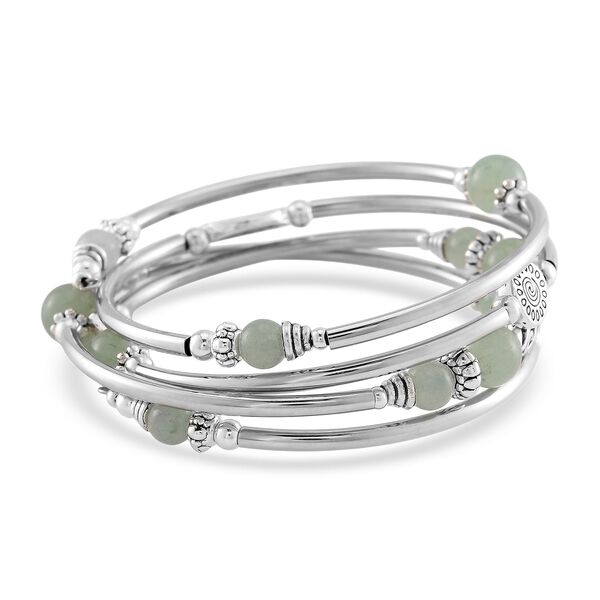 Flexibles und schwarz oxidiertes grünes Aventurin Armband - 40 ct. image number 3