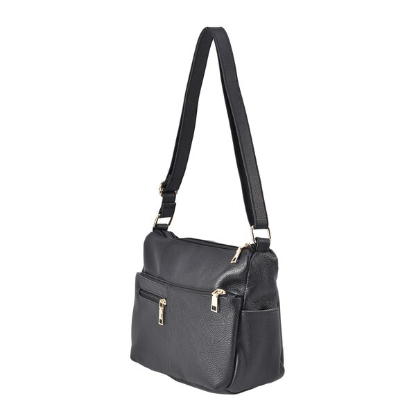 Crossbody Handtasche aus 100% echtem Leder, Schwarz image number 6