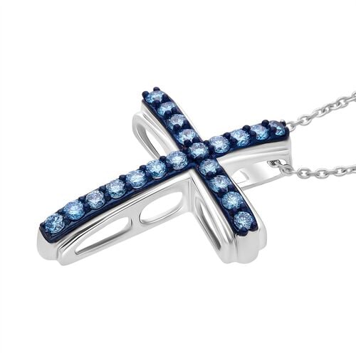 LUXURIANT DIAMOND - Lab Grown Blauer Diamant SI-GH SGL zertifiziert Anhänger mit Kette ca. 50 cm, 925 Silber rhodiniert ca. 0,50 ct. image number 3