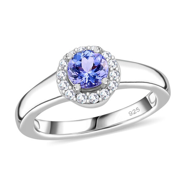 Tansanit und Zirkon Ring 925 Silber platiniert  ca. 0,80 ct image number 4