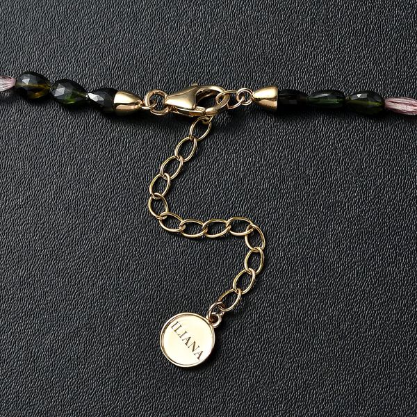 ILIANA zertifiziert und gepr&uuml;ft AAAA Multi-Turmalin 45+5 cm Halskette in 750 Gold - 3 ct. image number 3