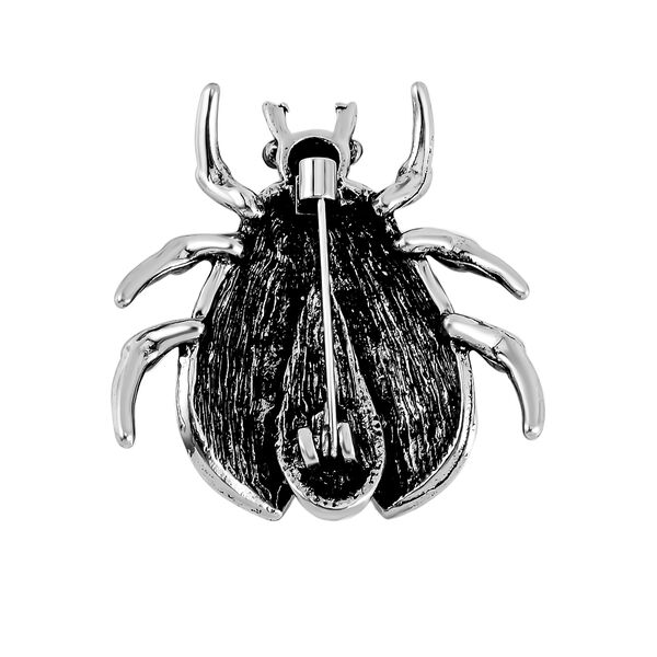 Schwarzer Kristall, Wei&szlig;er Kristall Brosche  emailliert image number 4