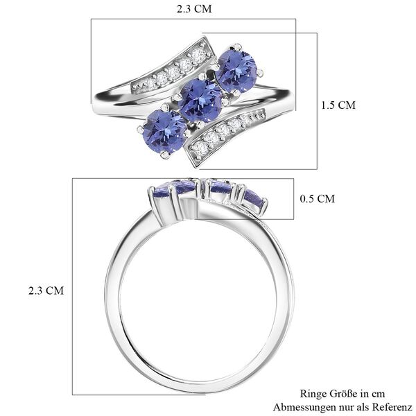 Tansanit, Weißer Zirkon Ring 925 Silber rhodiniert (Größe 17.00) ca. 1,21 ct image number 7