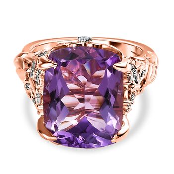 AAA Rose De France Amethyst und Zirkon Ring - 10,95 ct.