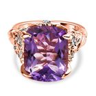 AAA Rose De France Amethyst, Weißer Zirkon Ring, 925 Silber Roségold Vermeil (Größe 18.00) ca. 10.95 ct