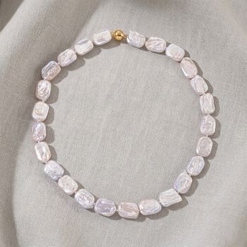 D'Joy wei&szlig;e Keshi Perle 50cm Halskette