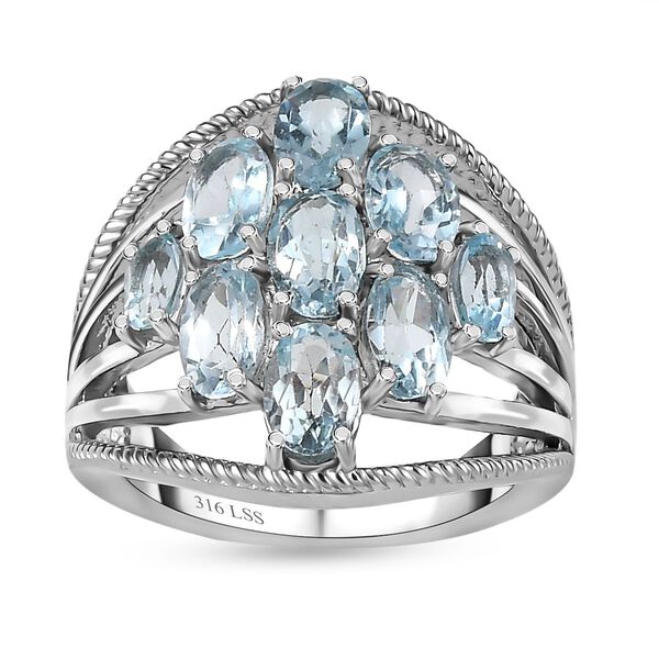 Himmelblauer Topas Ring, Edelstahl (Gr&ouml;&szlig;e 17.00) ca. 4.52 ct image number 4