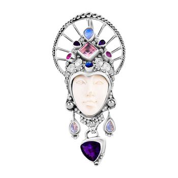 Afrikanischer Amethyst, Rosenquarz Anh&auml;nger 925 Silber ca. 7,81 ct.
