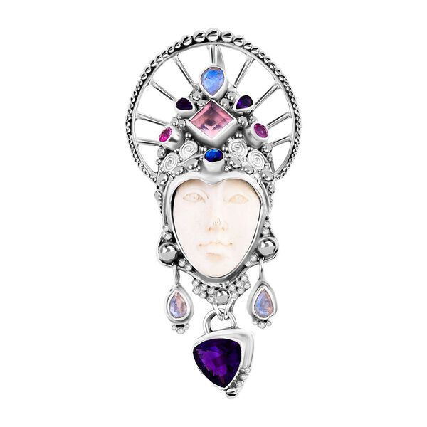 Afrikanischer Amethyst, Rosenquarz Anh&auml;nger 925 Silber ca. 7,81 ct.