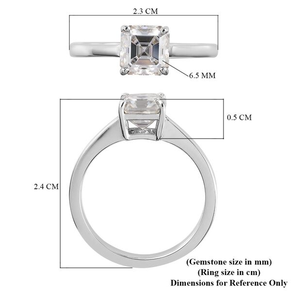 Moissanit Solitär Ring 925 Silber Platin-Überzug image number 7