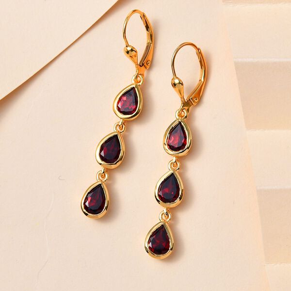 Natürlicher Mosambik Granat Ohrringe, 925 Silber vergoldet, ca. 5,02 ct image number 2