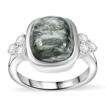 Sibirischer Seraphinite und Zirkon Ring - 5,61 ct.