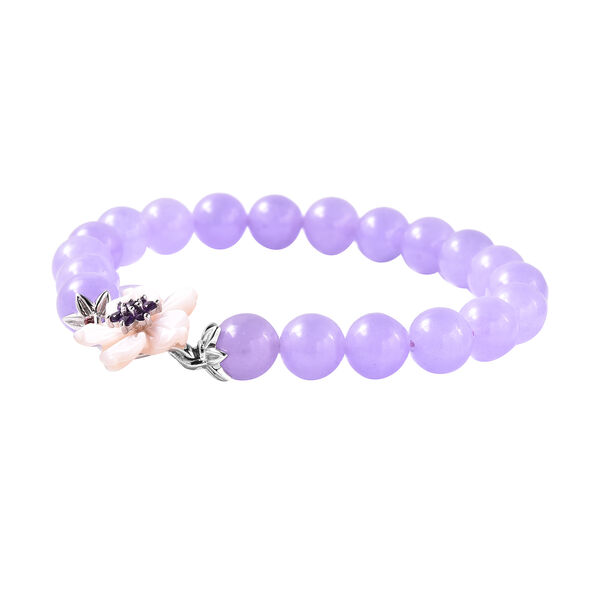 JARDIN-KOLLEKTION - Perlmutt und Lila Jade, afrikanisches Amethyst Armband, 19 cm, 925 Silber rhodiniert, ca. 98,31 ct image number 4