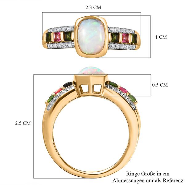 Nat&uuml;rlicher, &auml;thiopischer Welo Opal, mehrfarbiger Turmalin und Zirkon-Ring - 1,52 ct. image number 7