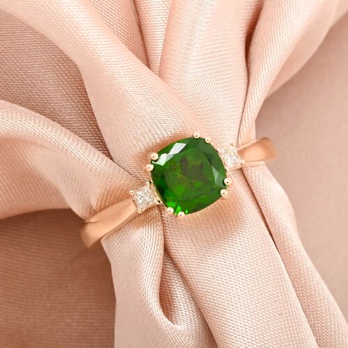 LUXORO zertifiziert und geprüft AAA natürlicher Chromdiopsid und Diamant Ring in 417 Gold - 2,6 ct. image number 1