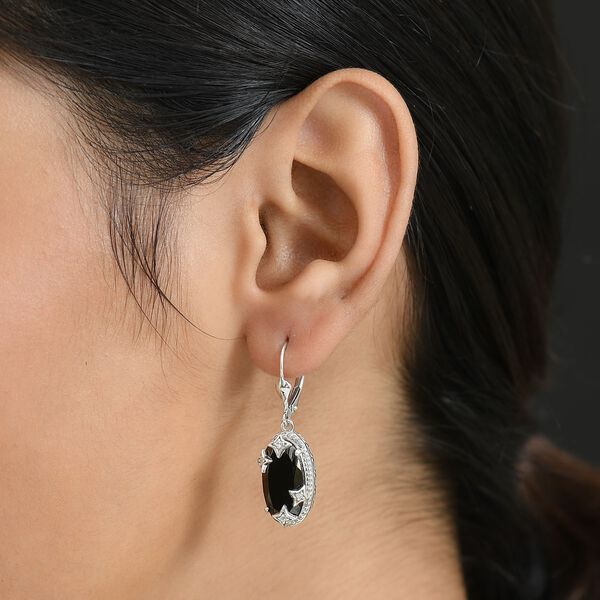 D'Joy Elite Shungit, Weißer Zirkon Ohrringe 925 Silber platiniert ca. 5.19 ct image number 3