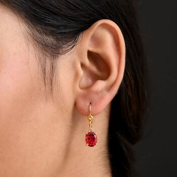 D'Joy Lab Grown Padparadscha-Saphir Ohrringe 925 Silber 750 Gelb Vergoldet ca. 5.11 ct