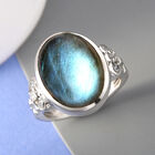 Labradorit und Zirkon-Ring, 925 Silber platiniert  ca. 10,74 ct image number 1