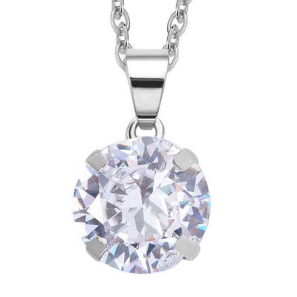 3er Set - Wei&szlig;er Kristall Armband, Ohrringe und Anh&auml;nger mit Kette, Reiner Edelstahl, Messing, silberfarben image number 5