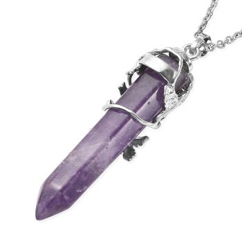 Afrikanischer Amethyst Bl&uuml;ten Pendel-Anh&auml;nger mit Kette, Messing und 316L Edelstahl ca. 45.00 ct