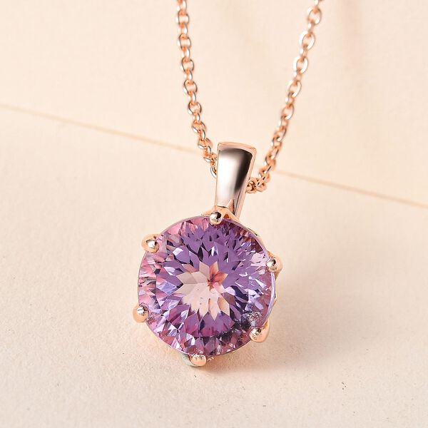 Rose De France Amethyst und Zirkon Anhänger mit 50cm Kette- 6,68 ct. image number 2