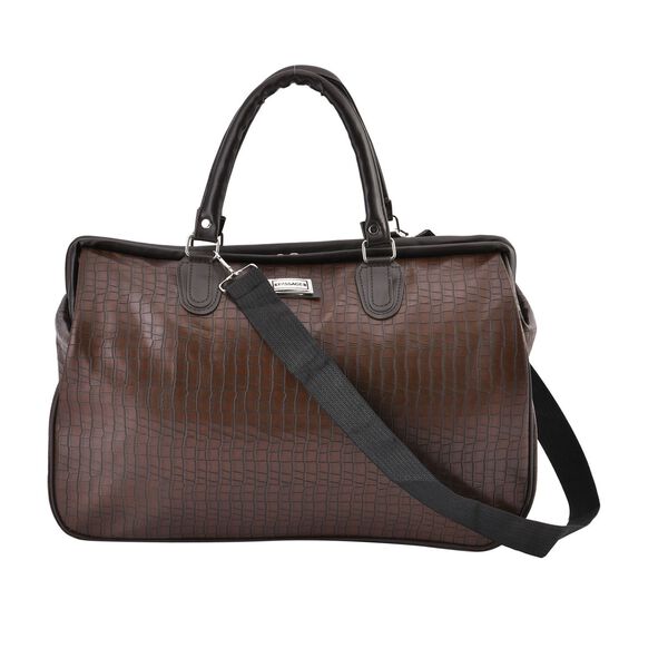 Weekender-Reisetasche mit Krokodilmuster, Braun