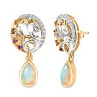 D'Joy AA Natürlicher, äthiopischer Welo Opal, Mehrfarbig Saphir Ohrringe 925 Silber Rhodiniert und 750 Gelbgold Vermeil ca. 1,63 ct.