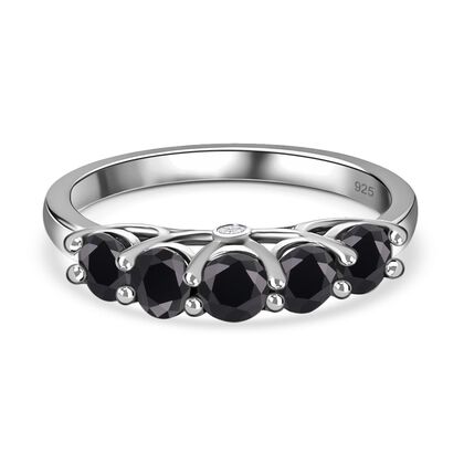 Elite Shungit, weißer Zirkon Ring, 925 Silber platiniert, ca. 0.88 ct