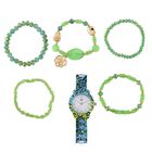 6er Set von J. Francis - gefertigt aus Harz: 5 Armb&auml;nder und  1 Uhr, vergoldet