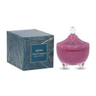 THE 5TH SEASON - Duftkerze mit Edelsteinen im Glasgefäß und Geschenkbox, Sojawachs und grüner Aventurin, Lila