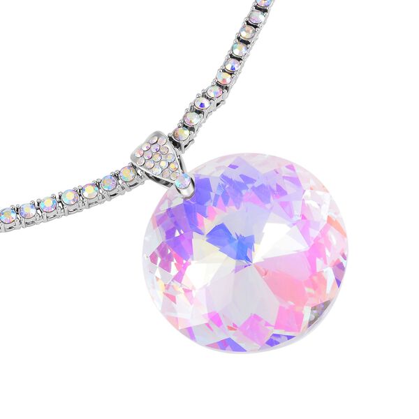 Kunsthandwerklicher wei&szlig;er AB-Farbkristall mit 50cm Halskette image number 2